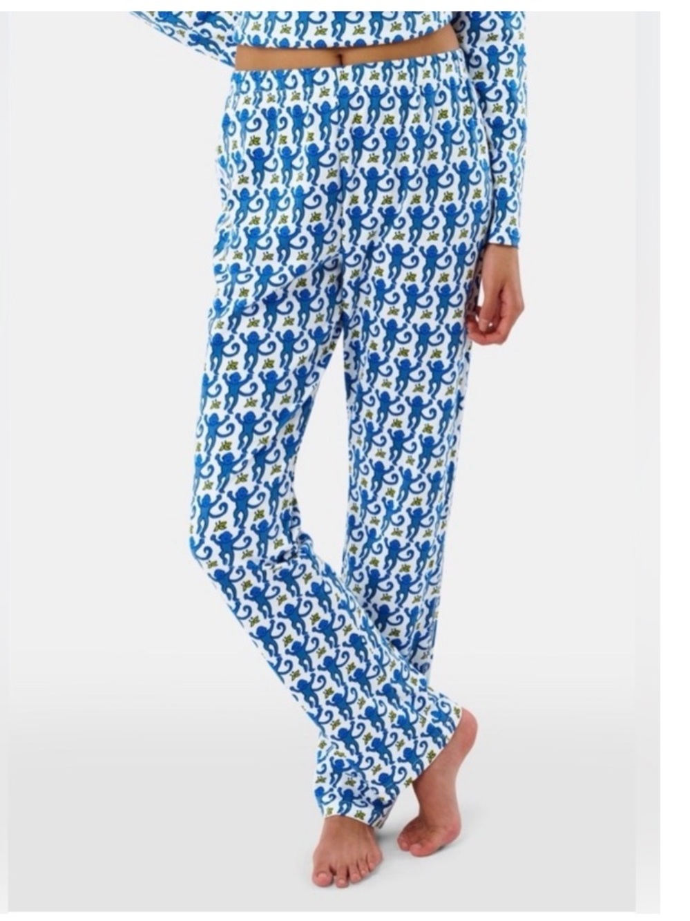 Women's Roller Rabbit Monkey Novelty Graphic Print Bootcut PJ Pant Blue